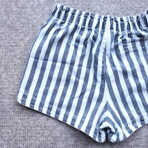 Thread & Supply Large Shorts High Waisted Stripe Blue White Denim Wide Leg Short